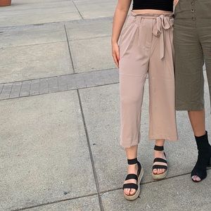 Cropped tie waist trouser